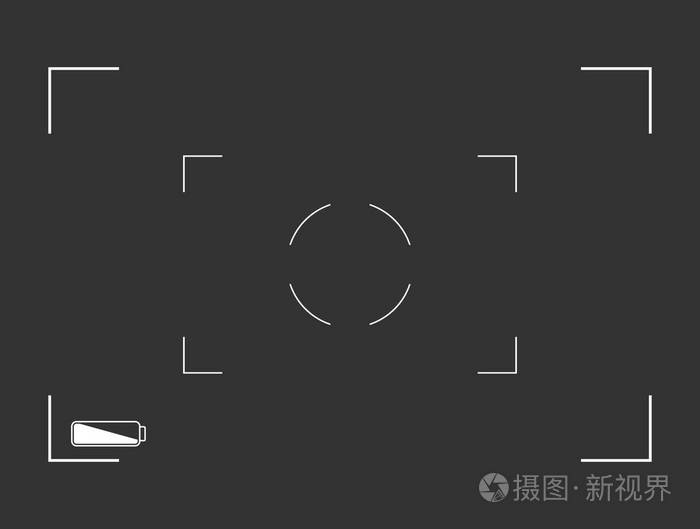 白色和黑色取景器照相机记录现代相机聚焦屏矢量图