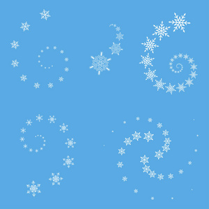 矢量雪花漩涡集。元素为冬天假日或圣诞节设计