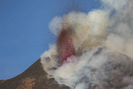 西西里岛的埃特纳火山火山喷发