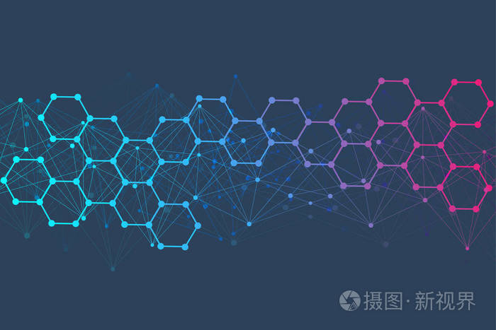 结构分子和通信dna原子神经元您设计的的科学概念带点相互连接的直线