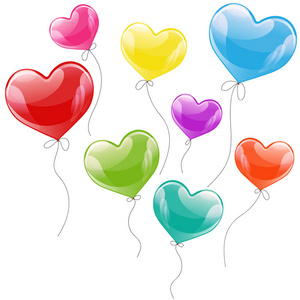 放飞海报放飞七彩气球心的矢量假日插图照片