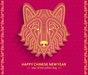 中国新年背景与创意风格的狗图片