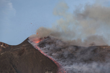 西西里岛的埃特纳火山火山喷发图片