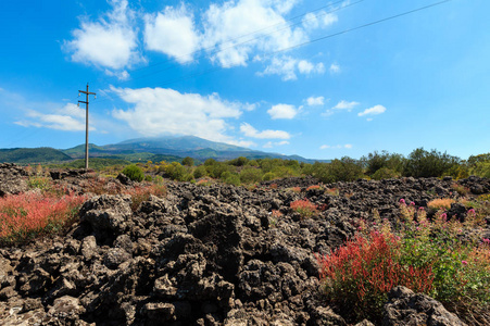 埃特纳火山视图，西西里岛，意大利