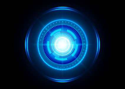 抽象圆圈蓝色未来技术背景。伊路斯特拉