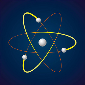 原子.电子, 原子核, 中子, 质子符号。背景上孤立的教育矢量插图