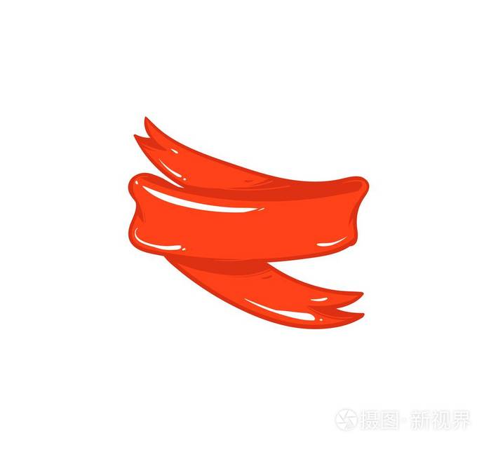 简单的插图标志设计与红丝带隔离在白色背景插画-正版商用图片100pc4