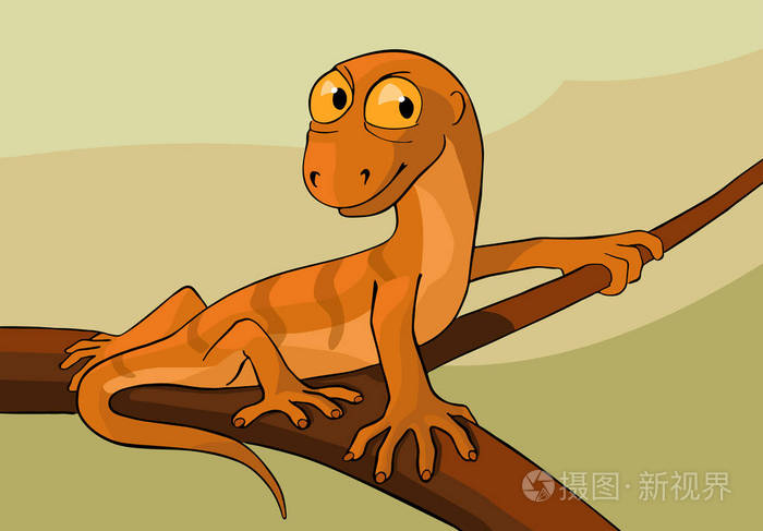 树枝上的蜥蜴 矢量卡通插画 正版商用图片100sx2 摄图新视界