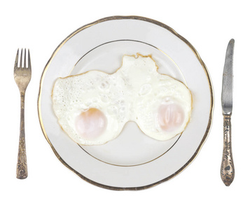健康早餐的两个煎蛋
