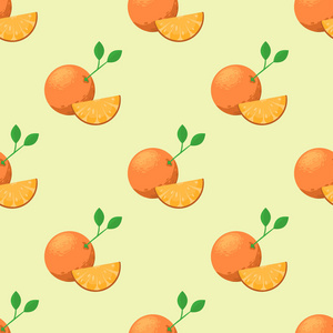 桔子无缝图案背景插图天然柑橘水果矢量多汁热带甜点美容有机果汁健康食品
