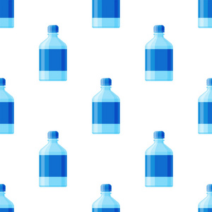 水塑料瓶矢量透明矿泉水饮料空白茶点无缝图案背景水液图解