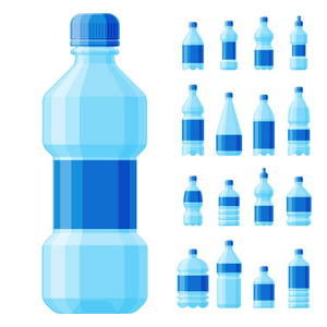 水塑料瓶载体透明矿物饮料空白茶点自然蓝色干净的液体水液模板例证