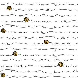 简单型矢量插画中的纱线球型无缝