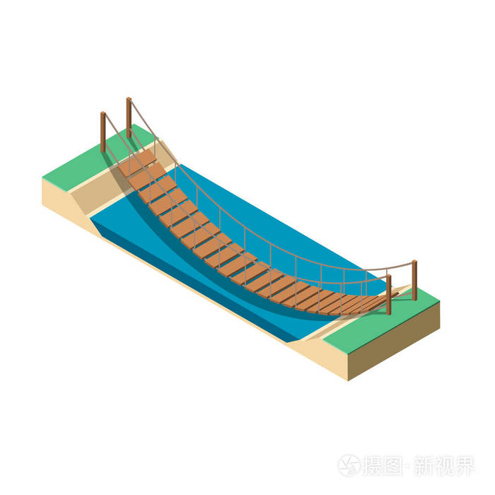 全景视图中的悬索桥插画-正版商用图片1015xs-摄图新视界