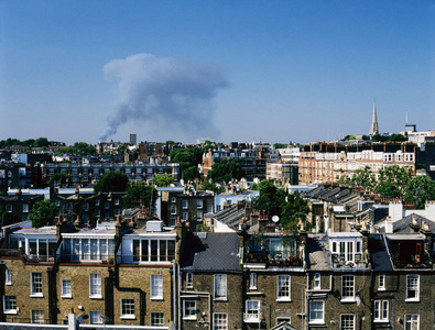 英国伦敦城的火灾与城市景观图片