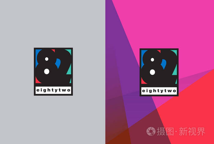 82粗体数字标志矢量插图