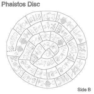 带 Phaistos 圆盘的单色矢量插图