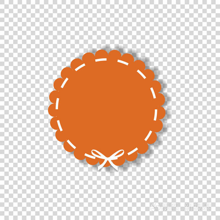 橙色圆圈贴纸或标签白色花边