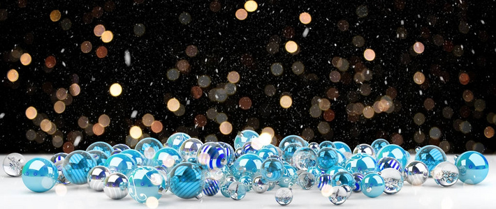 蓝色和白色圣诞小玩意 3d 渲染