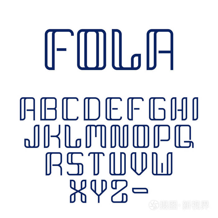 现代几何矢量抽象美丽的字体集合设置完整的字母线样式