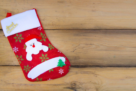 袜子圣诞节在木桌图片背景图片
