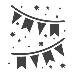 节日旗帜花环图标, 新年和圣诞节, 圣诞标志矢量图形, 一个白色背景上的固体图案, eps 10