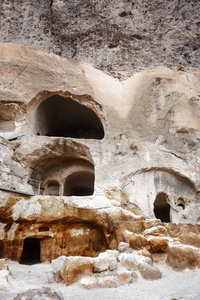 Vardzia 关闭洞穴城市修道院在 Erusheti 山, 佐治亚