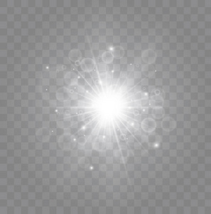 光的发光效果。闪闪发光的星爆。矢量图
