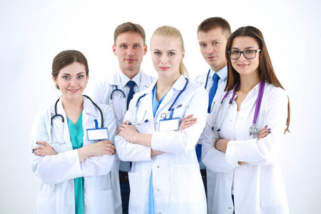 集团的微笑医院的同事们站在一起的画像。医生