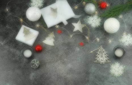 Blure 影响圣诞背景。创造性的抽象构成