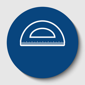 标尺符号插图。矢量.白色轮廓图标在黑暗的蔚蓝圆圈在白色背景。孤立