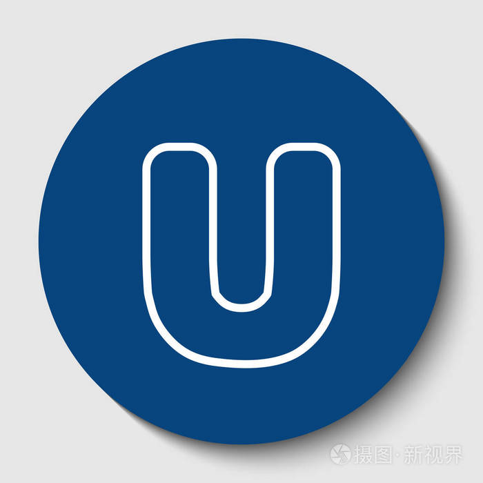 白色轮廓图标在黑暗的蔚蓝圆圈在白色背景.孤立