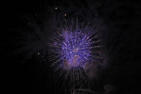 夜空中美丽的烟花新年晚会庆典图片