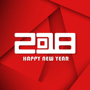 新年快乐2018红色现代卡片概念