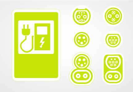 充电站的一个现代的电动汽车,在大街上,这就是标志的未来.矢量图.