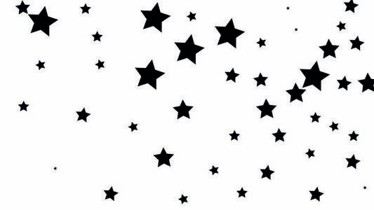 许多随机下落的星五彩纸屑在白色天空背景