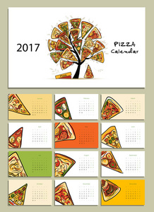 比萨收集, 日历2017设计