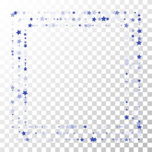 许多随机下落的星在透明背景上五彩纸屑