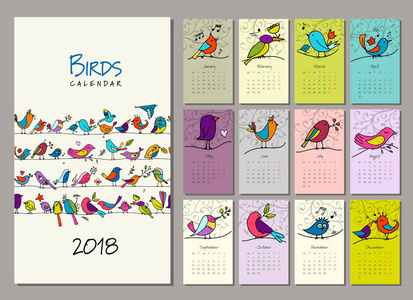 鸟类系列, 日历2018设计