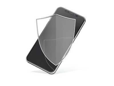 现代智能手机和透明防护罩。3d 渲染