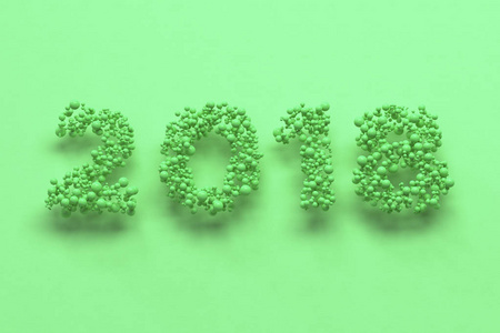 2018数字从绿色球在绿色背景