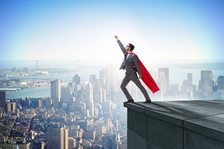 企业家超人成功的职业阶梯概念