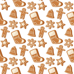 饼干传统圣诞食品无缝模式背景甜点节日装饰圣诞节甜蜜庆祝膳食矢量插图