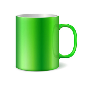 绿色陶瓷杯印刷企业标志。浅色