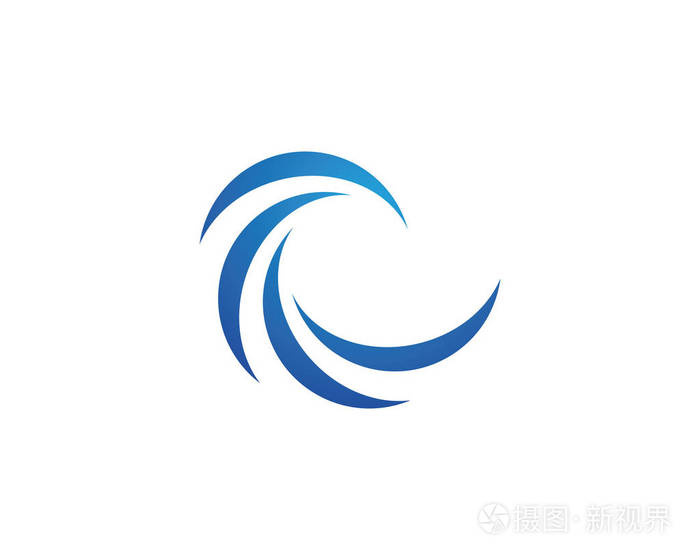 水波浪 logo 模板矢量