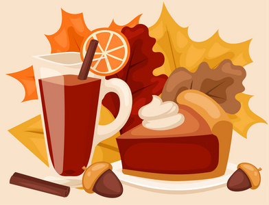 感恩节快乐设计节日对象新鲜食物收获秋季季节矢量插画