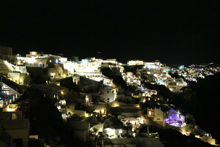 伊亚的夜景, 圣托里尼, 在夜间