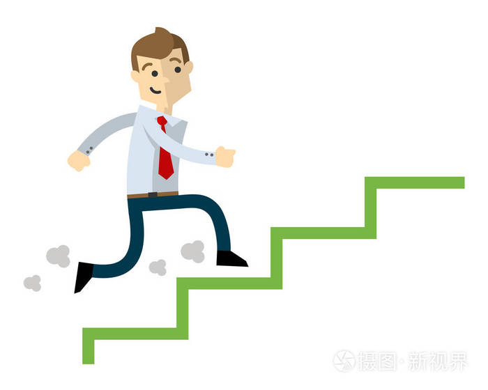 一个商人爬楼梯的媒介, 工作晋升插画-正版商用图片103sys-摄图新视界
