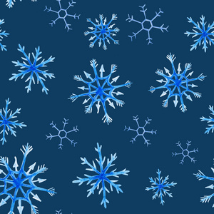 水彩圣诞广场图案。新的一年点缀雪和雪花。用于设计打印或背景