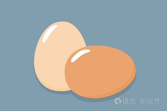 两个鸡蛋棕色和白色的鸡蛋.平面图标.矢量